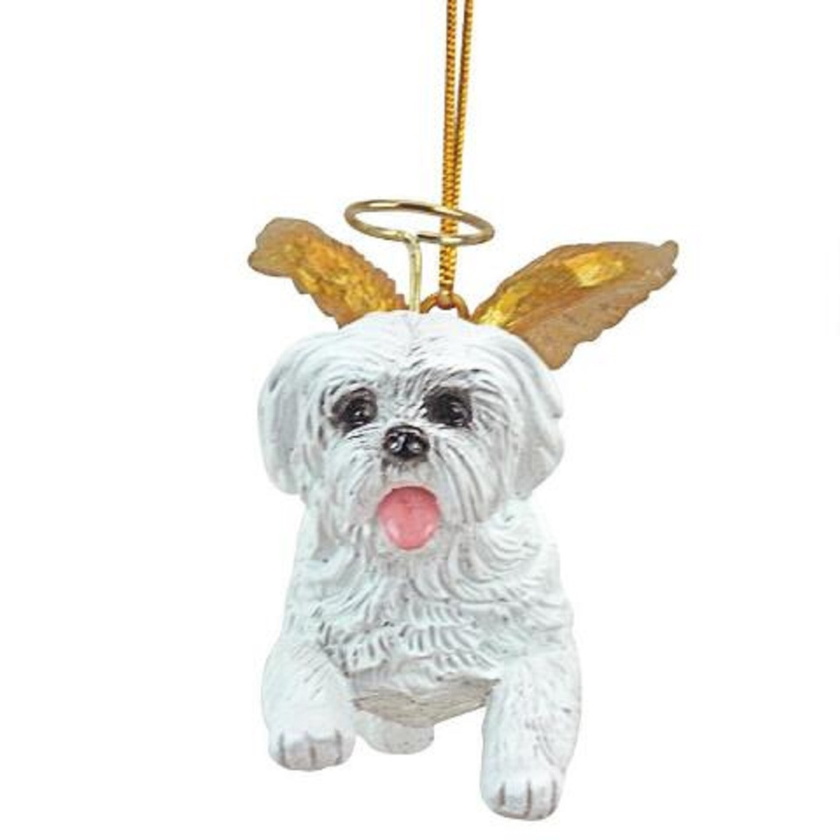 4" Flying Maltese Dog Hand Painted Holiday Ornament Christmas Central